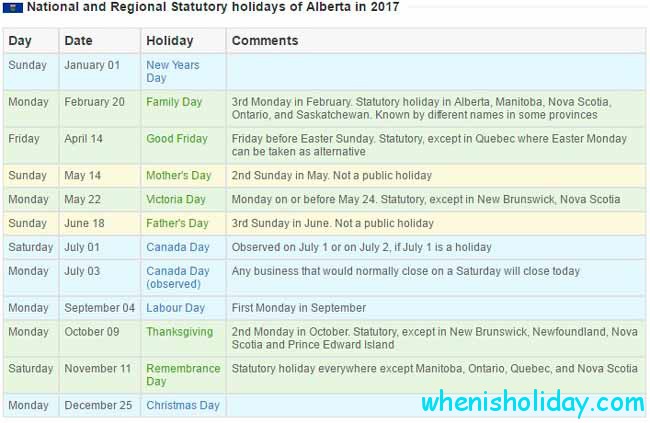 Alberta stat holidays 2017 calendar