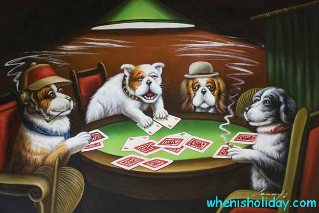 Hunde spielen Karten