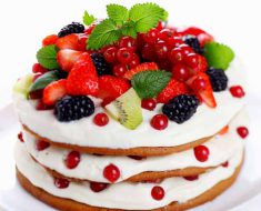 Fruitcake with berries on top