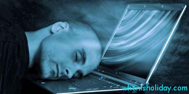 Man napping on laptop