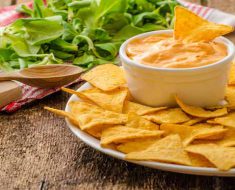 Tortilla Chips with cheese souce