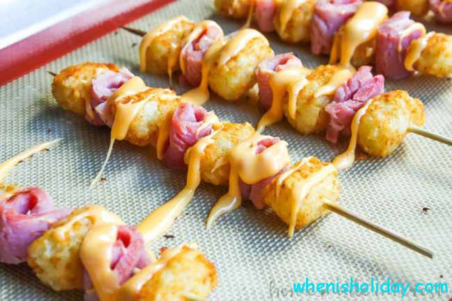 Ham and cheese Tater Tots