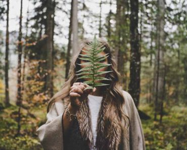 woman with leaf