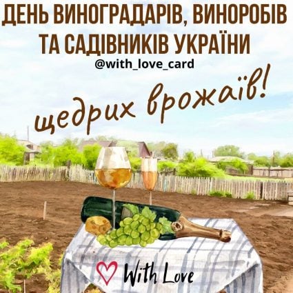 Generous harvests  Greeting card - Cards for the Day of Grape Growers, Winemakers and Gardeners of Ukraine