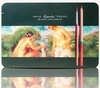 A set of Marco Renoir Fine Art watercolor pencils of 48 colors with a brush, in a metal pencil case