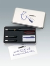Lamy Joy Calligraphy Set (Ink Pen Shining Black with Red Clip Nib 1.1mm, 1.5mm, 1.9mm Ink T10 Blue)